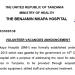 Nafasi za Kujitolea Hospitali ya Benjamin Mkapa 2026