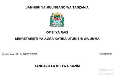 NAFASI za Kazi Utumishi 16/09/2026
