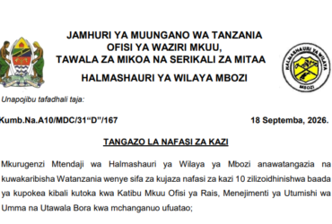 Nafasi 10 za Kazi Halmashauri ya Wilaya ya Mbozi