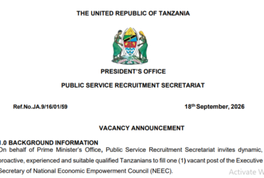 Nafasi za Kazi Baraza la Taifa la Uwezeshaji Wananchi Kiuchumi (NEEC)