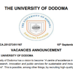 Nafasi za Kazi Chuo Kikuu cha Dodoma