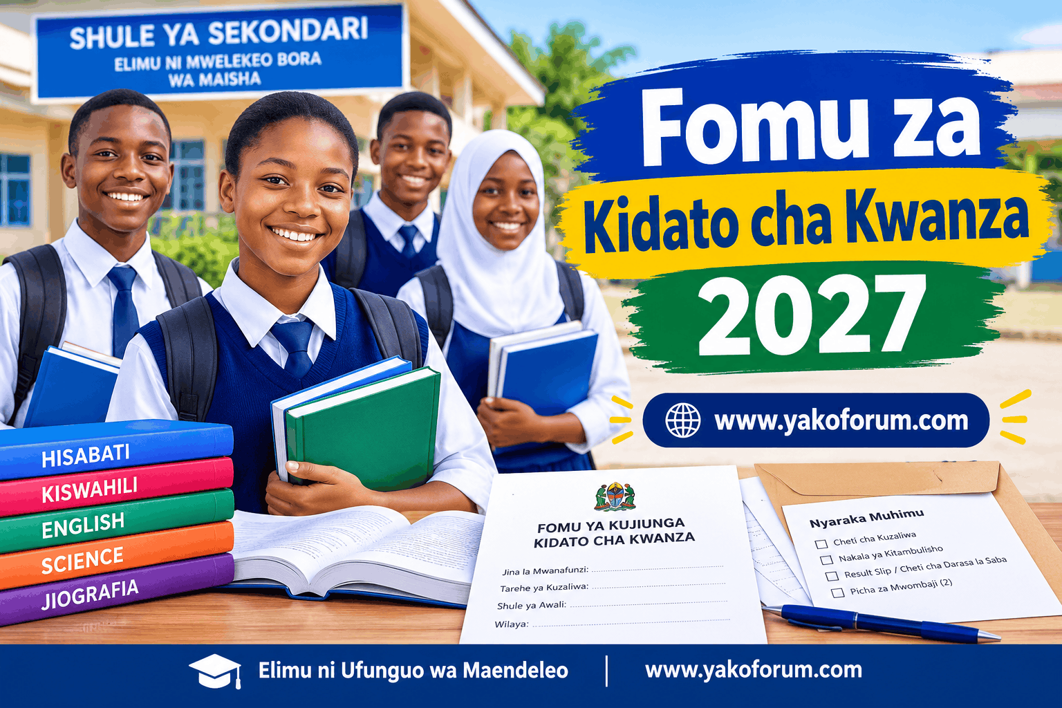 Fomu za Kujiunga na Kidato cha Kwanza