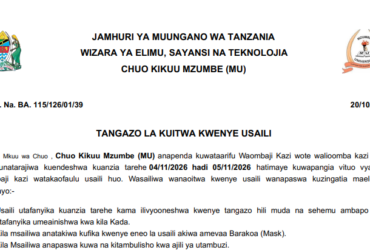 Majina Walioitwa Kwenye Usaili Chuo Kikuu Mzumbe (MU) 20/10/2026