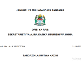 Majina ya Waliotwa Kazini Taasisi Mbalimbali za Umma 21/10/2026