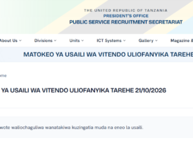 Matokeo ya Usaili wa Vitendo Uliofanyika 21/10/2026