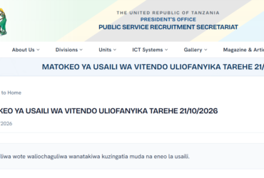 Matokeo ya Usaili wa Vitendo Uliofanyika 21/10/2026