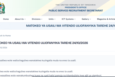 Matokeo ya Usaili wa Vitendo Uliofanyika 24/10/2026