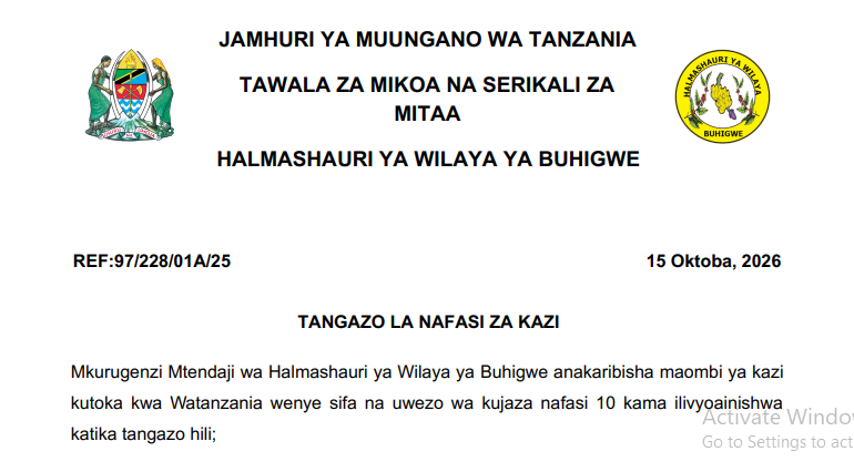 Nafasi za Kazi Buhigwe District Council
